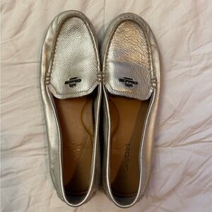 Coach Women's Marley Driver Loafers in Metallic Silver